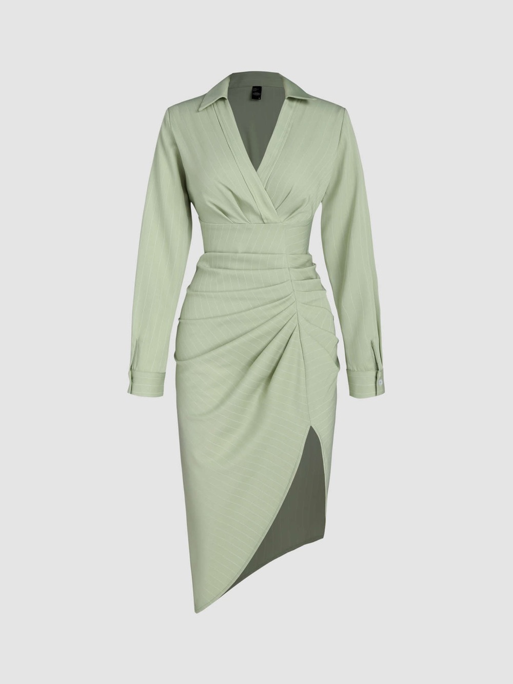 Women's Sage Green Ruched Asymmetric Dress